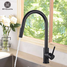 Load image into Gallery viewer, Black Kitchen Faucet Two Function Single Handle Pull