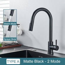 Load image into Gallery viewer, Black Kitchen Faucet Two Function Single Handle Pull
