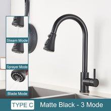 Load image into Gallery viewer, Black Kitchen Faucet Two Function Single Handle Pull