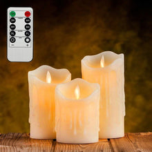 Load image into Gallery viewer, Flickering Flameless Pillar LED Candle with Remote 3 Pcs