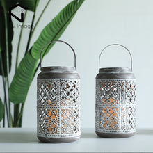 Load image into Gallery viewer, 2Pcs Vintage Metal Candle Holders with Flameless LED Candles