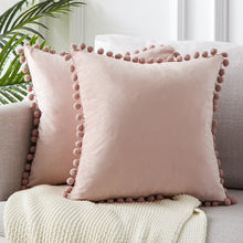 Load image into Gallery viewer, Soft Velvet Cushion Cover with Pompom