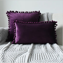 Load image into Gallery viewer, Soft Velvet Cushion Cover with Pompom