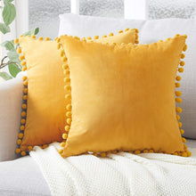 Load image into Gallery viewer, Soft Velvet Cushion Cover with Pompom