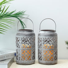 Load image into Gallery viewer, 2Pcs Vintage Metal Candle Holders with Flameless LED Candles