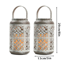 Load image into Gallery viewer, 2Pcs Vintage Metal Candle Holders with Flameless LED Candles