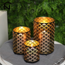 Load image into Gallery viewer, 3Pcs Fan Pattern Metal Candle Holder