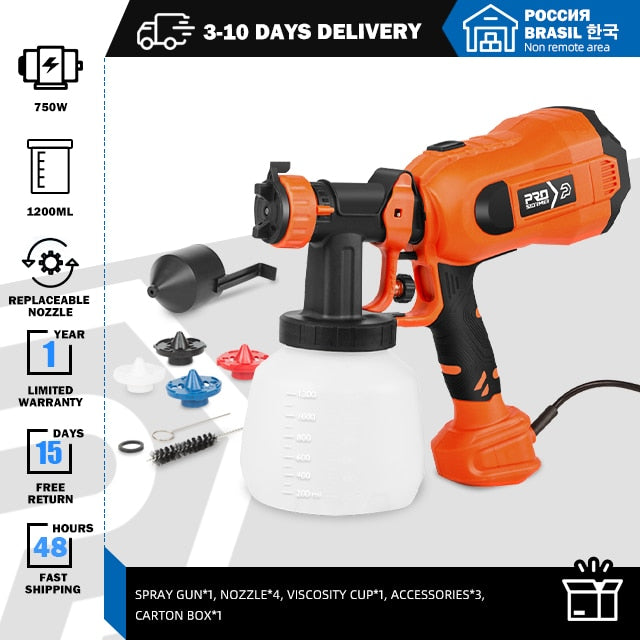 600W/750W Electric Spray Gun 4 Nozzle Sizes