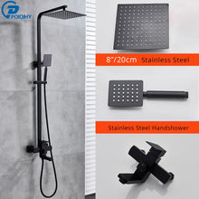 Load image into Gallery viewer, Black Bathroom Shower Faucet Set Wall Mount
