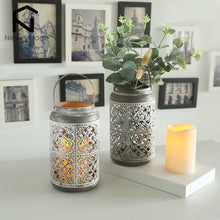 Load image into Gallery viewer, 2Pcs Vintage Metal Candle Holders with Flameless LED Candles
