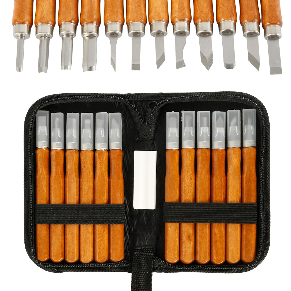 12pcs Wood Carving Chisel Knife Tools Set