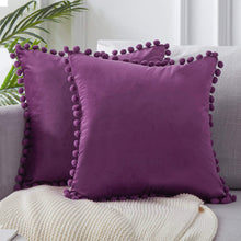 Load image into Gallery viewer, Soft Velvet Cushion Cover with Pompom
